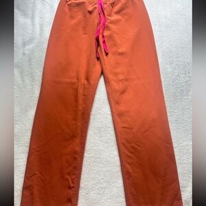Figs Orange Joggers with Pink Drawstring